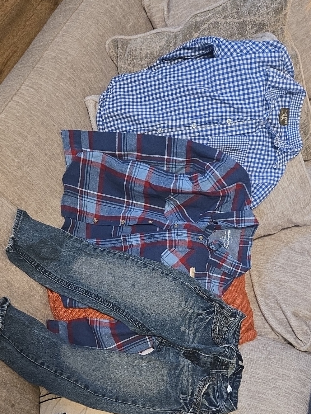 BOYS LOT ---- Kids Blue Plaid Button-Down Shirt - Casual Everyday Wear
